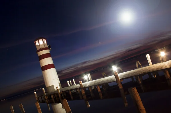 Beautiful lighthouse at night — Stock Photo, Image