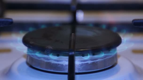 Natural gas in stove burner — Stock Video