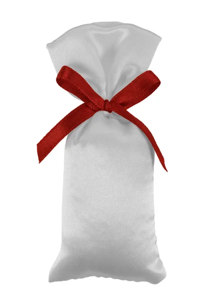 Δώρο μεταξωτό πουγκί με φιόγκο - κόκκινο — Φωτογραφία Αρχείου