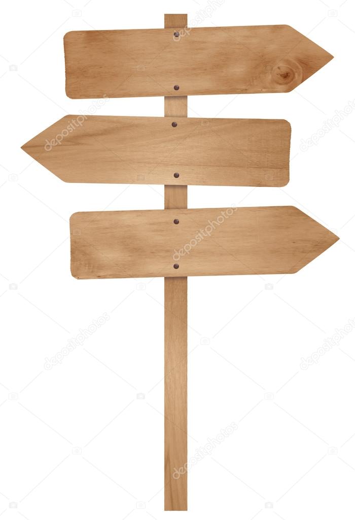 Wooden arrow sign post