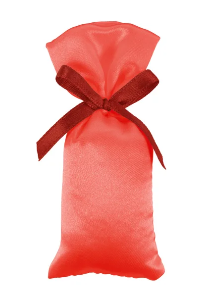 Δώρο μεταξωτό πουγκί με φιόγκο - κόκκινο και κόκκινο — Φωτογραφία Αρχείου