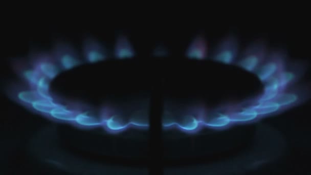 Natural gas in stove burner — Stock Video