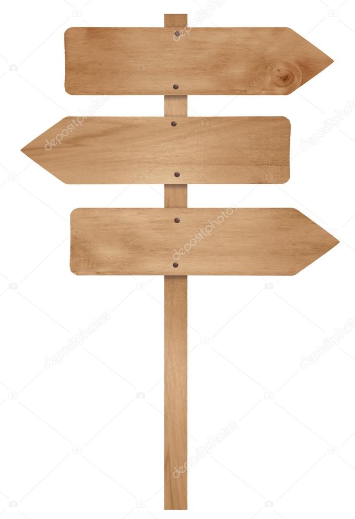 Wooden arrow sign post