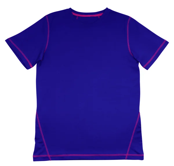 T-shirt azul com costura rosa — Fotografia de Stock