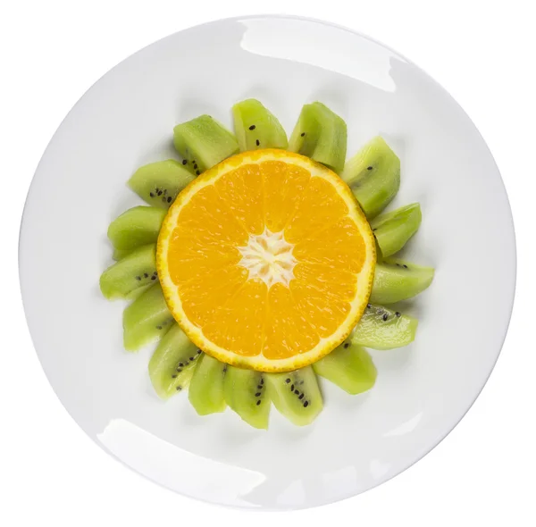 Śmieszne owoce - pomarańcze danie kwiat na białym tle — Zdjęcie stockowe