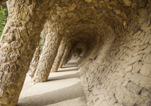Colonnade of park Guell in Barcelona — Stock Photo, Image
