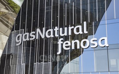 Closeup of office building of Gas Natural fenosa clipart
