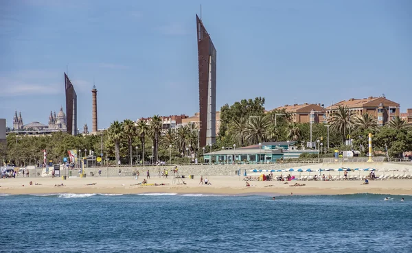 Barceloneta Beach from sea — Stock Photo, Image
