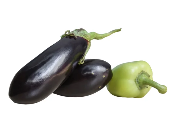 Berinjelas e pimenta verde — Fotografia de Stock