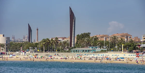 Barceloneta Beach from sea — Stock Photo, Image