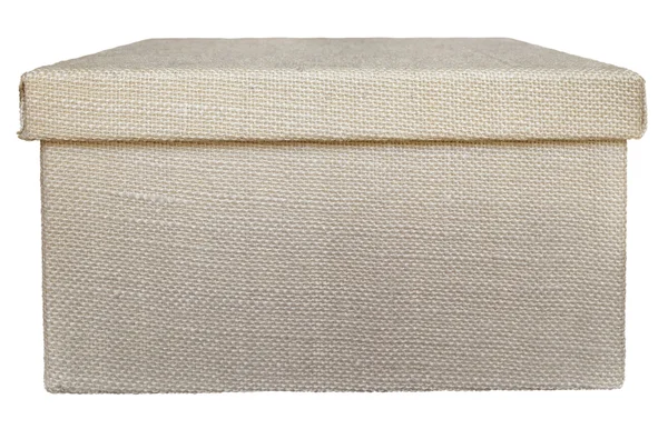 Box insvept av säckväv canvas - stängt - beige — Stockfoto