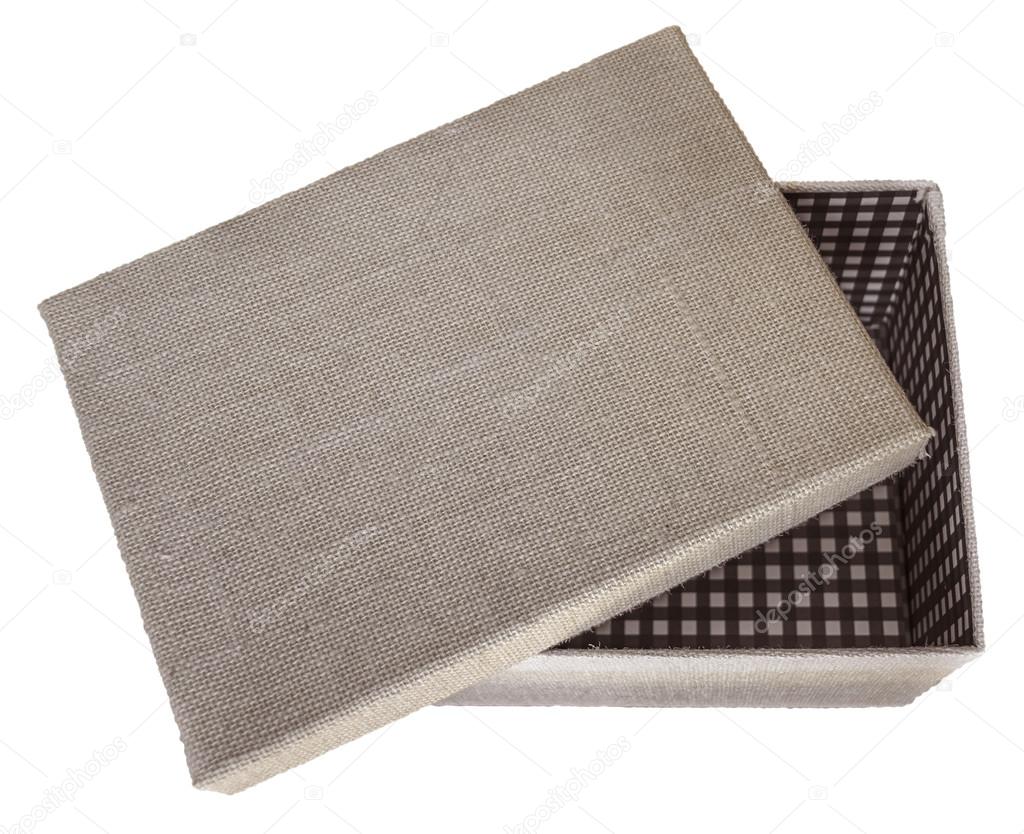 Box wrapped by burlap canvas - opened - beige