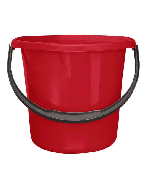 Plastic bucket isolated - red — Stock Photo, Image