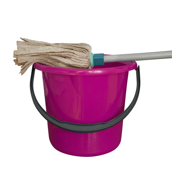 Secchio con mocio detergente - rosa — Foto Stock