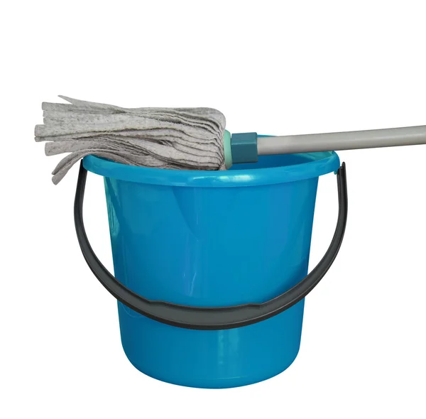 Secchio con mocio detergente - azzurro — Foto Stock