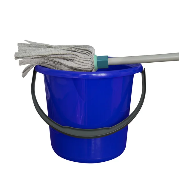 Hink med rengöring mop - mörkblå — Stockfoto