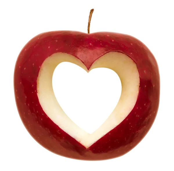 Apfel mit Herzform — Stockfoto