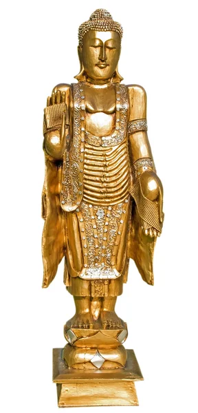 Złoty Budda na białym tle — Zdjęcie stockowe