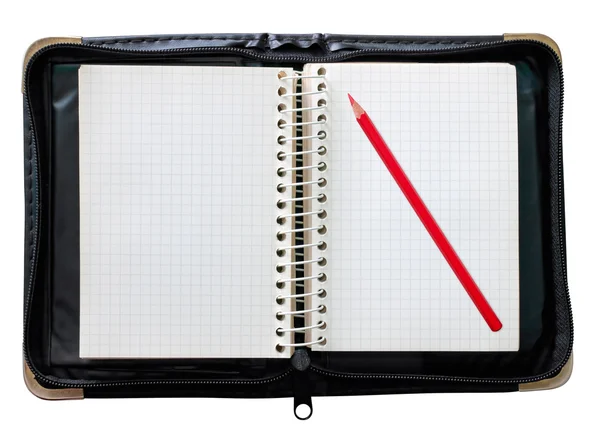 メモ帳の黒と赤の鉛筆 — ストック写真