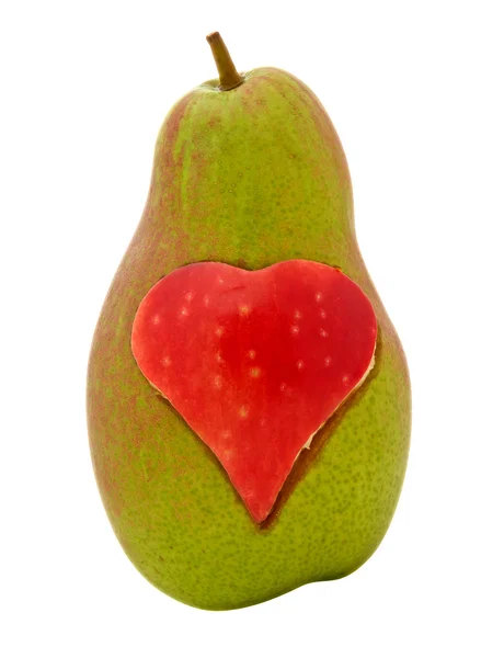 Pear with heart shape — Stock Photo, Image