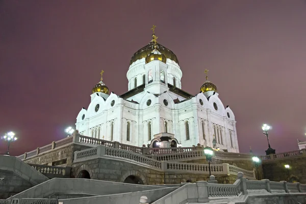 Mosca, Cattedrale di Cristo Salvatore, vista notturna — Foto Stock