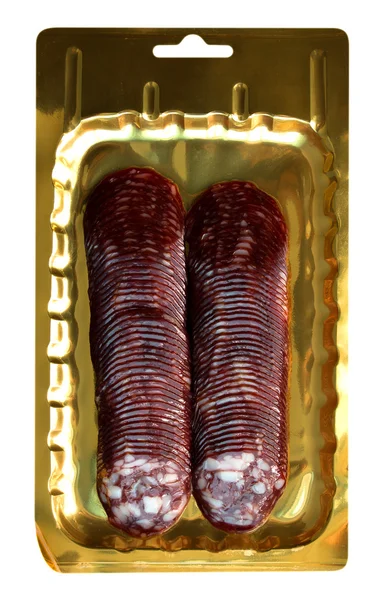 Копчена ковбаса вакуумна упаковка — стокове фото