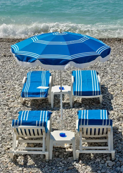 City of Nice - Beach with umbrella — Stock Photo, Image