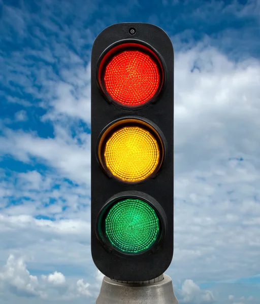 Rood geel en groen verkeerslichten Rechtenvrije Stockafbeeldingen