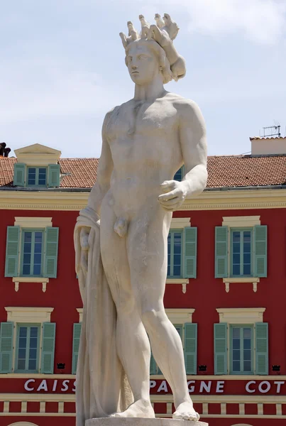 Cidade de Nice - Estátua de Apolo no lugar Massena — Fotografia de Stock