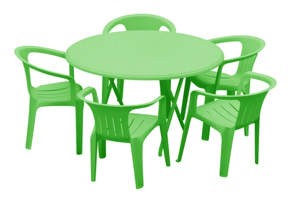 Plastový stůl a židle - zelená — Stock fotografie