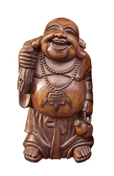 Houten gelukkige Boeddha — Stockfoto