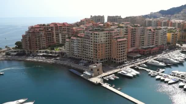 Monaco-vy över Fontvielles hamn — Stockvideo