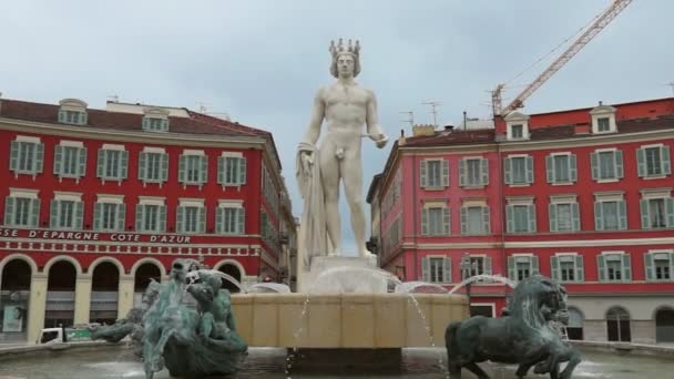 Nice - Fontaine du Soleil on Place Massena — Stock Video