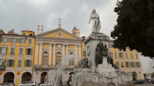 Nice - Place Garibaldi with statue — Stock Video