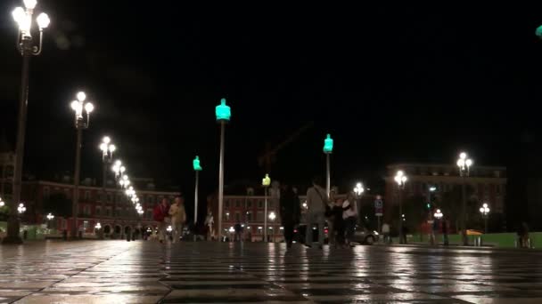Nice - Plaza Massena à noite - timelapse — Vídeo de Stock