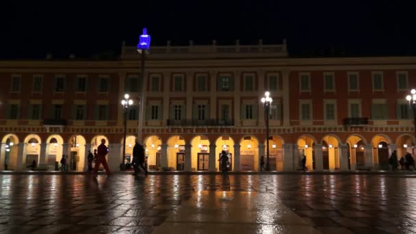 Nice - Plaza Massena at night - timelapse — Stock video