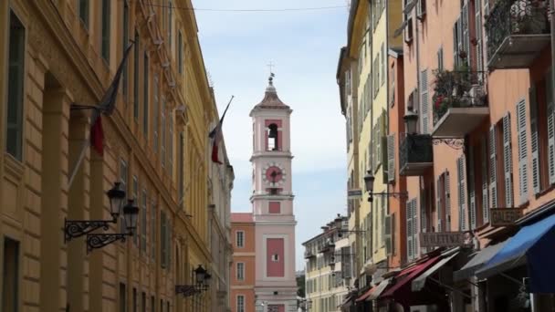 Mooie straat in de stad Nice, Frankrijk — Stockvideo