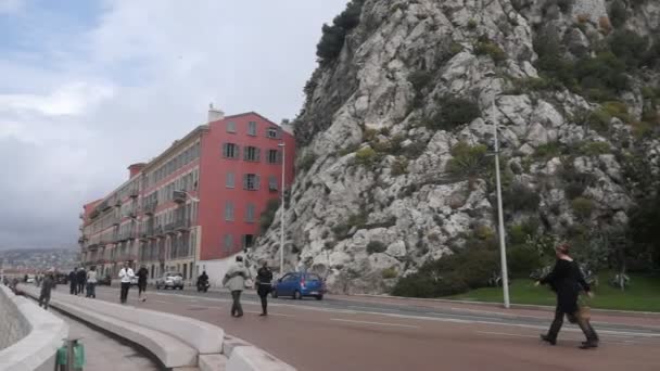 Niza - La arquitectura a lo largo del Promenade des Anglais — Vídeos de Stock