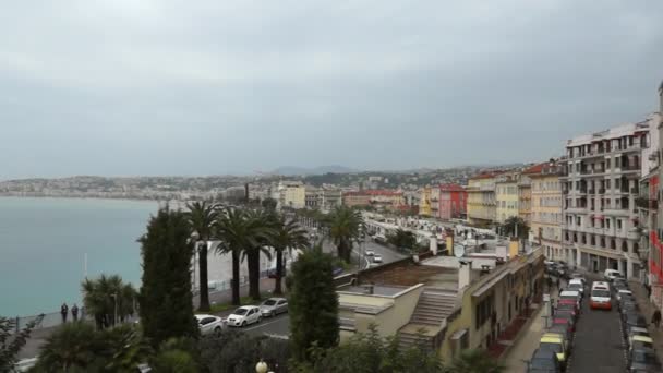 Vista cidade de Nice, na França. Resort de luxo da Riviera Francesa . — Vídeo de Stock