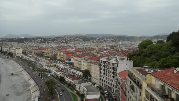 Widok na miasto z Nicei we Francji. Luksusowy ośrodek Lazurowe Wybrzeze. — Wideo stockowe