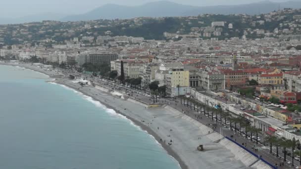 Vista de la ciudad de Niza en Francia. Resort de lujo de riviera francesa . — Vídeo de stock