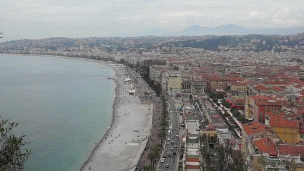 Nézd a város a nizzai Franciaországban. Luxus üdülőhely a francia riviérán. — Stock videók