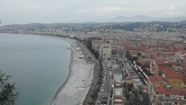 Вид на город Ницца во Франции. Элитный курорт французской Ривьеры . — стоковое видео