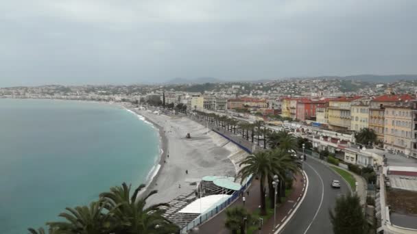 Vista de la ciudad de Niza en Francia. Resort de lujo de riviera francesa . — Vídeo de stock