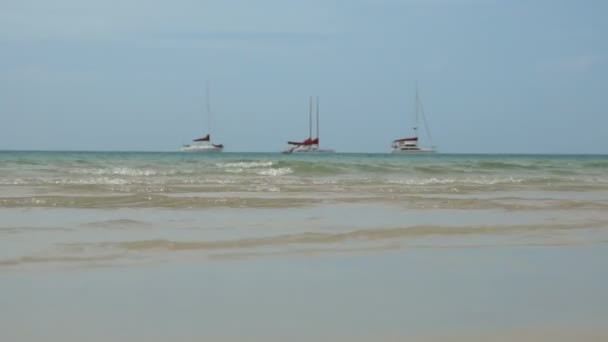 Tropical sea with ships on the horizon — Stock Video