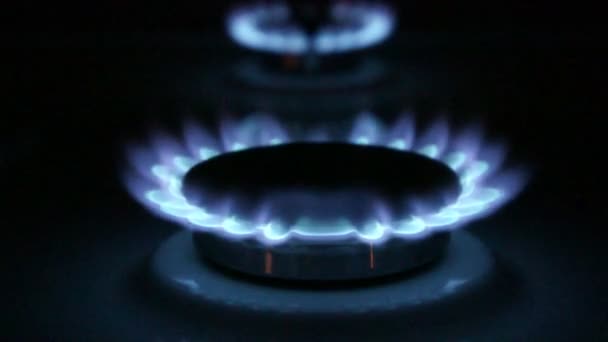 Blue flames of a burning natural gas. — Stock Video