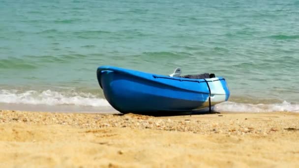 Solo kayak en la costa tropical — Vídeo de stock