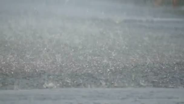 Silný déšť na ulici brzy odpoledne. — Stock video
