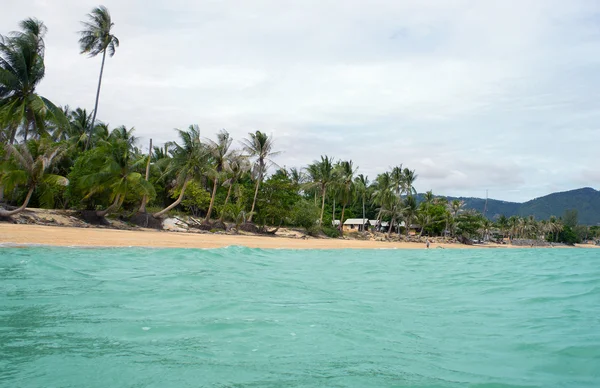 Tropical village from sea — Stock Photo, Image