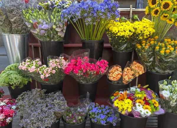 Las Ramblas üzerinde açık çiçek pazarı — Stok fotoğraf